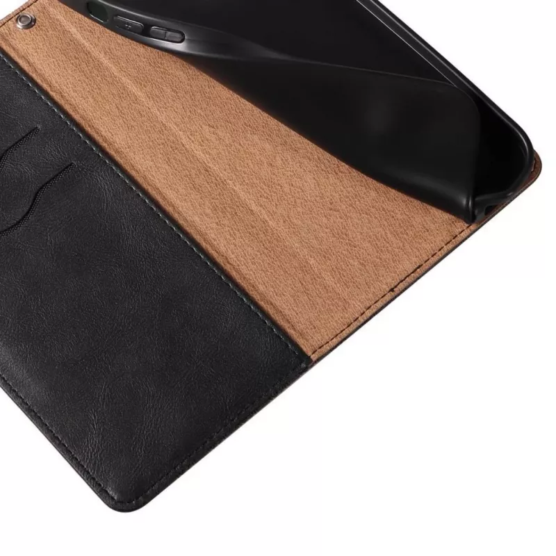 Hurtel Magnet Strap puzdro pre iPhone 13 Mini - peňaženka kryt s mini lanyard príveskom - čierne