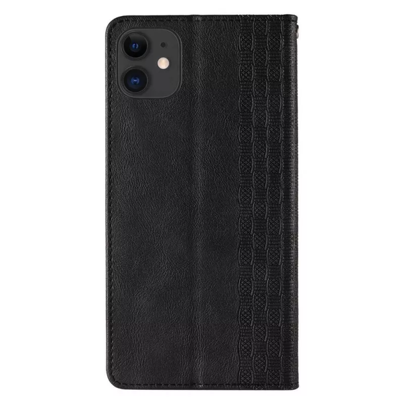 Hurtel Magnet Strap puzdro pre iPhone 13 Mini - peňaženka kryt s mini lanyard príveskom - čierne