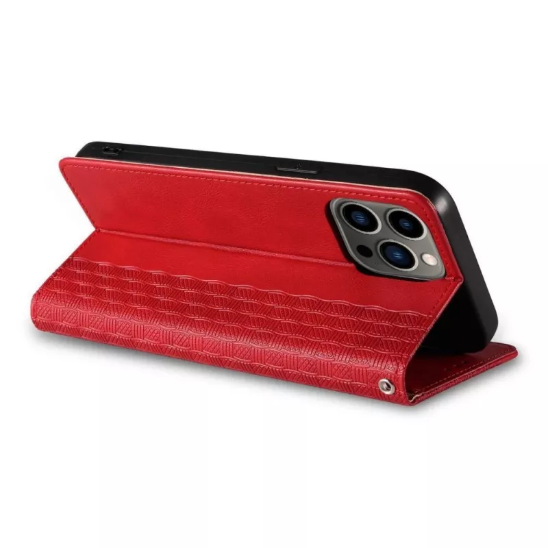 Hurtel Magnet Strap puzdro pre iPhone 13 Pro Max - peňaženka folio s odnímateľným lanyard a príveskom - červené