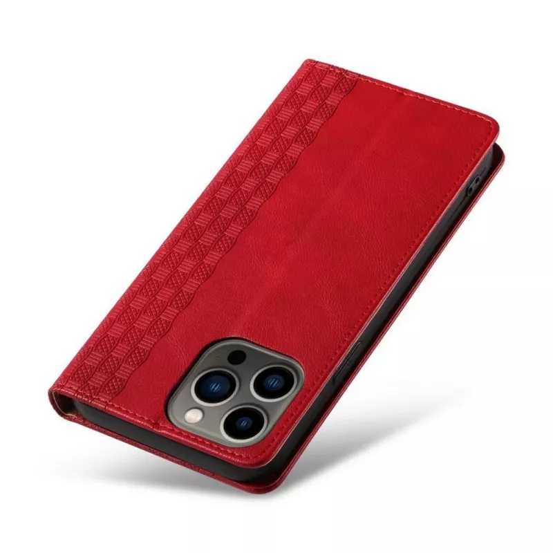 Hurtel Magnet Strap puzdro pre iPhone 13 Pro Max - peňaženka folio s odnímateľným lanyard a príveskom - červené