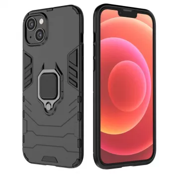 Hurtel Ring Armor puzdro pre iPhone 14 Plus, pancierové puzdro s magnetickým držiakom, krúžok, čierna