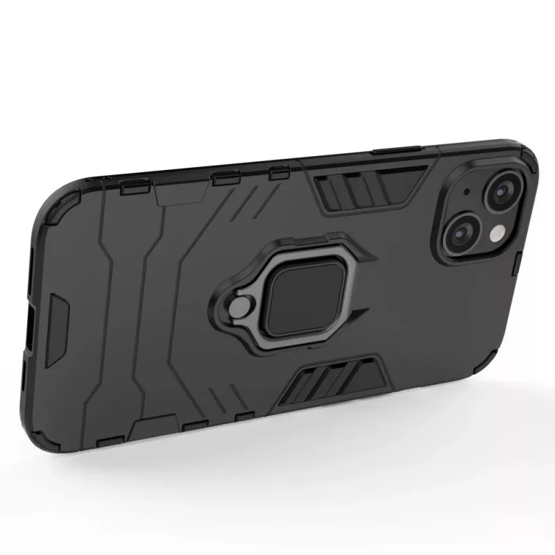 Hurtel Ring Armor puzdro pre iPhone 14 Plus, pancierové puzdro s magnetickým držiakom, krúžok, čierna