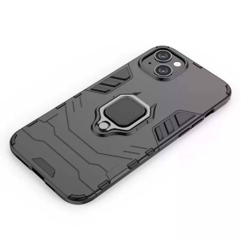 Hurtel Ring Armor puzdro pre iPhone 14 Plus, pancierové puzdro s magnetickým držiakom, krúžok, čierna