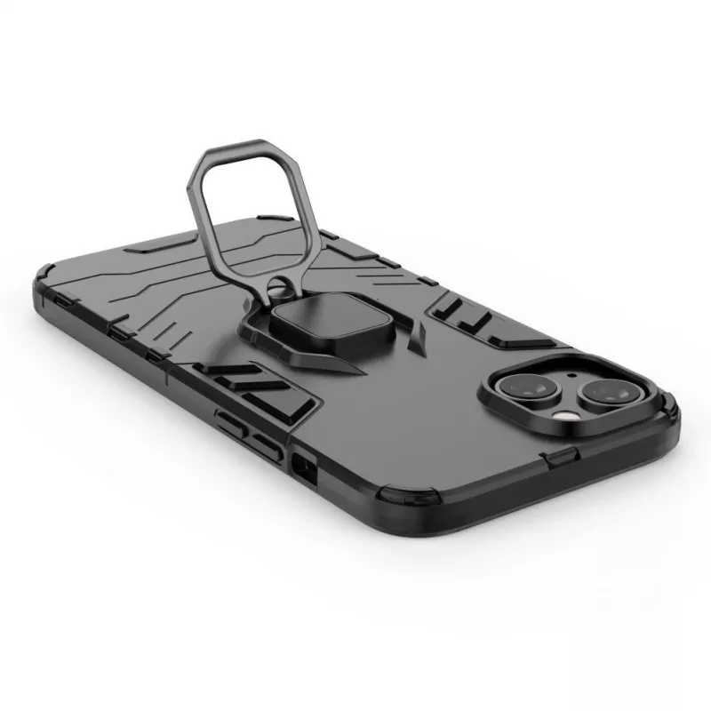 Hurtel Ring Armor puzdro pre iPhone 14 Plus, pancierové puzdro s magnetickým držiakom, krúžok, čierna