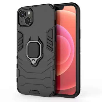 Hurtel Ring Armor puzdro pre iPhone 14 Plus, pancierové puzdro s magnetickým držiakom, krúžok, čierna