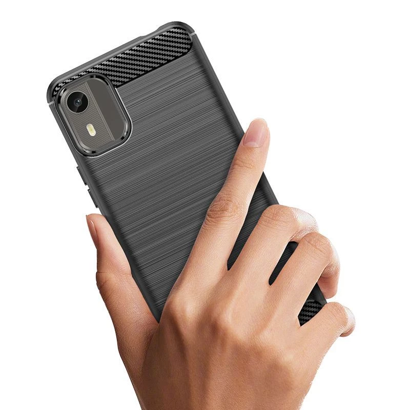 Hurtel Silicone Carbon kryt pre Nokia C12 / C12 Pro / C12 Plus - čierny