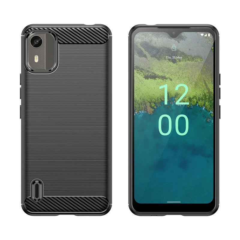 Hurtel Silicone Carbon kryt pre Nokia C12 / C12 Pro / C12 Plus - čierny