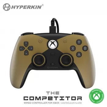 Hyperkin The Competitor káblový ovládač pre Xbox Series X|S, Xbox One a PC, zlatý