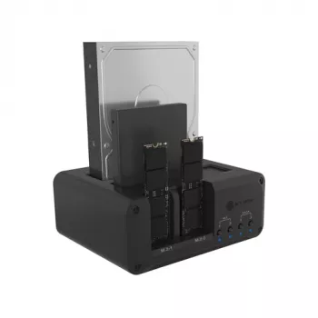 Icy Box Club Case 2925 4-bay dokovacia stanica – 2x M.2 NVMe a 2x 2.5/3.5 SATA HDD/SSD, USB 3.2 Gen 2 (10 Gbps)