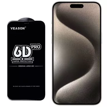 iLike 6D Full Face Glue 9H Tvrdé sklo Ochranné sklo displeja pre Apple iPhone 15 Plus s čiernym rámom