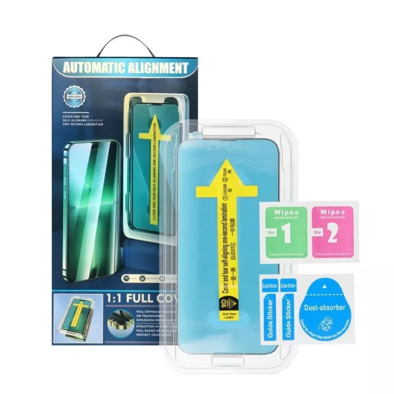 iLike Apple 5D Full Glue tvrdené sklo pre iPhone 13 / 13 Pro / 14 čierna + aplikátor