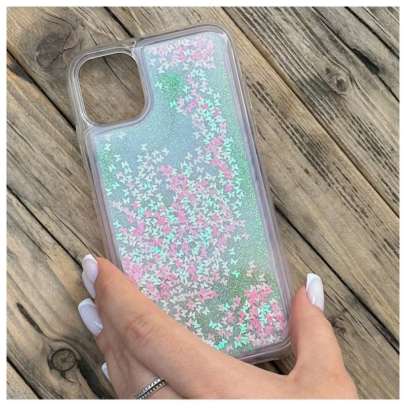 iLike Apple iPhone 11 silikónové puzdro Water Glitter ružové