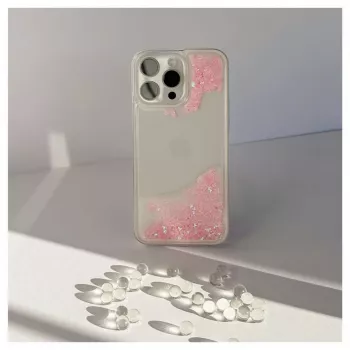 iLike Apple iPhone 15 Pro Max silikónové puzdro Water Glitter ružová