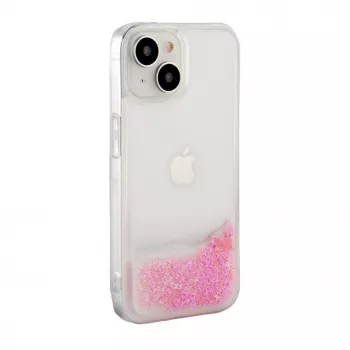iLike Apple iPhone 15 silikónové puzdro Water Glitter ružová