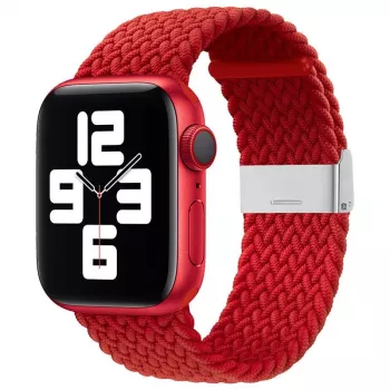 iLike Apple Watch 42/44/45mm pletený látkový remienok červený