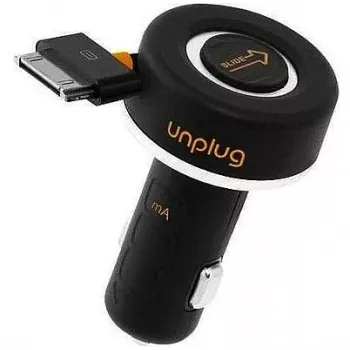 iLike CCU1000IPH kompaktná rýchlonabíjačka iPod iPhone 4 4S 30Pin 1A autonabíjačka so zvinovacím káblom čierna
