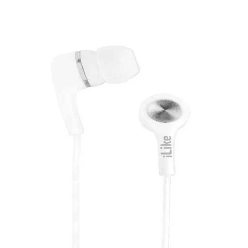 iLike IEA01WH káblové in-ear slúchadlá s mikrofónom a ovládaním na kábli, 3,5-mm jack, biela