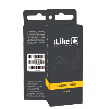 iLike IEA01WH káblové in-ear slúchadlá s mikrofónom a ovládaním na kábli, 3,5-mm jack, biela