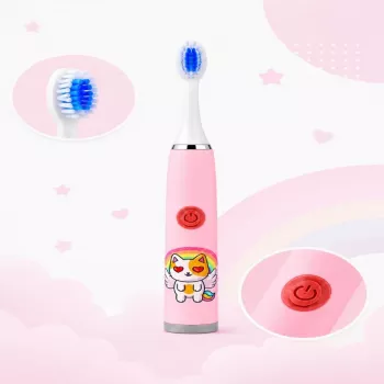 iLike Kids W3 elektrická zubná kefka (na batérie) +3 nástavce ružová