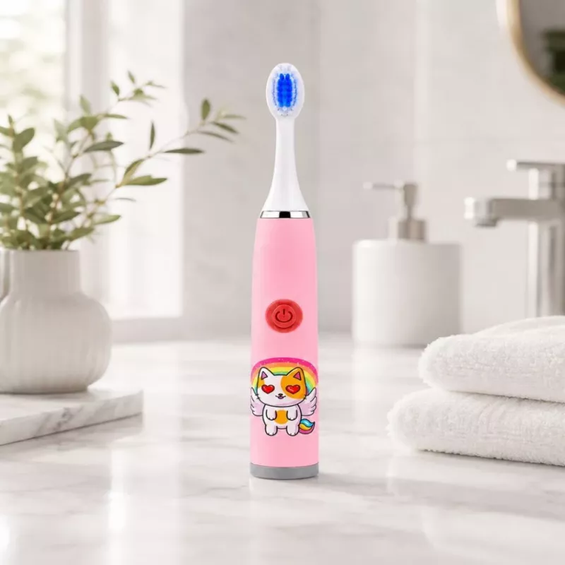 iLike Kids W3 elektrická zubná kefka (na batérie) +3 nástavce ružová
