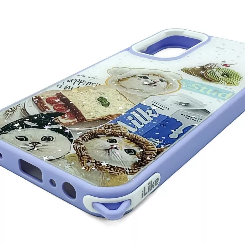 iLike Samsung Galaxy A15 Epoxy Cartoon kryt puzdro fialová biela