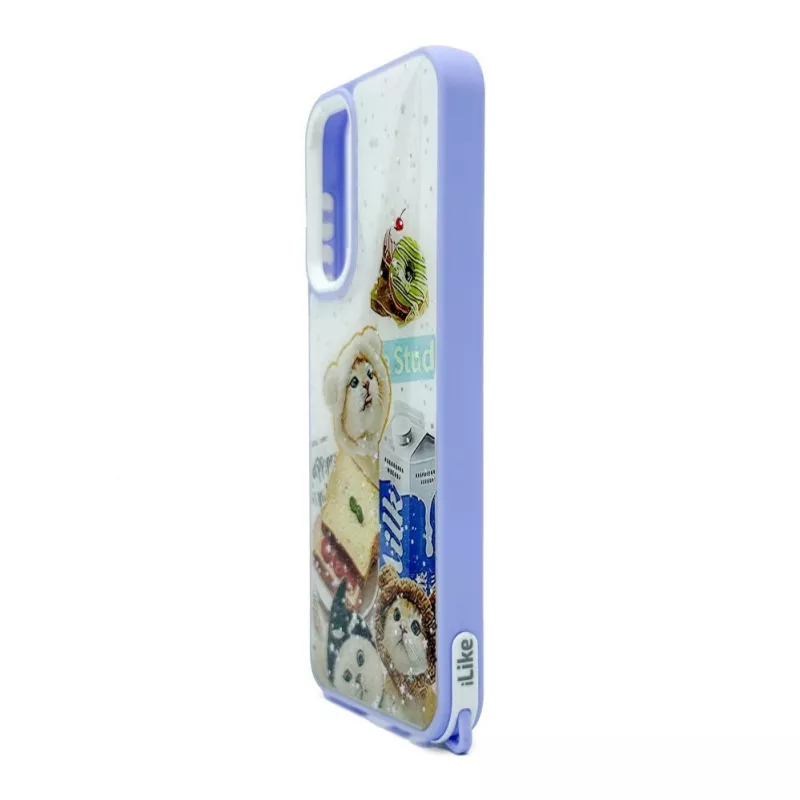 iLike Samsung Galaxy A15 Epoxy Cartoon kryt puzdro fialová biela