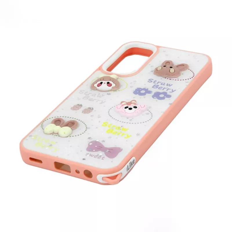 iLike Samsung Galaxy A15 Epoxy Cartoon kryt biela ružová
