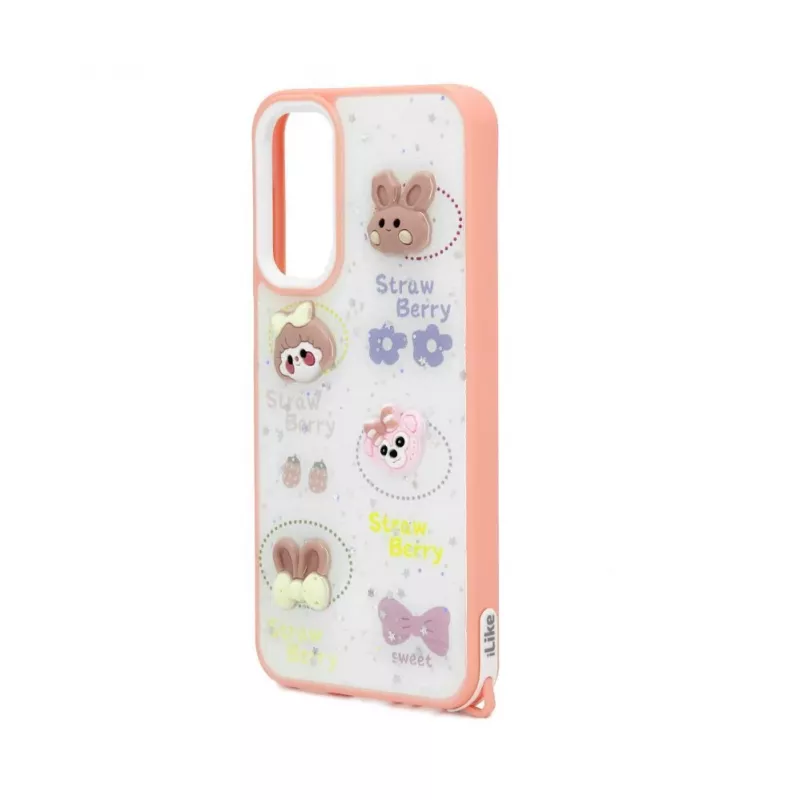 iLike Samsung Galaxy A15 Epoxy Cartoon kryt biela ružová