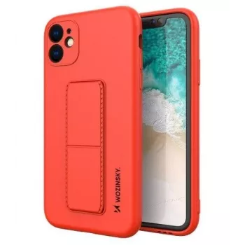 iLike Samsung Galaxy A22 5G puzdro s podpierkou silikónové stojanové puzdro červená