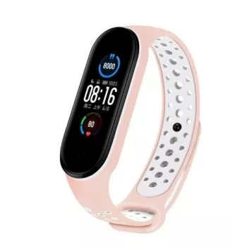 iLike silikónový náramok remienok pre Xiaomi Mi Band 5 Dots ružový biely