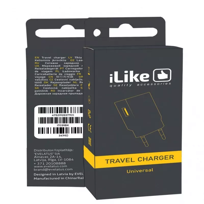 iLike cestovná nabíjačka ITC01 biela - 5W USB-A nástenná nabíjačka s EU konektorom