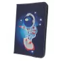 iLike univerzálne Cosmonaut puzdro na tablet pre 9-10 palcové tablety, PU koža, viacfarebné, funkcia stojana, elastický pás, mikrovláknová vnútorná podšívka