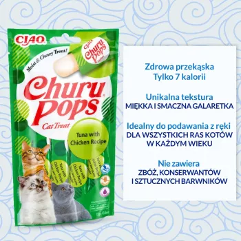 INABA Churu Pops Tuniak s kuracím mäsom mačacie maškrty 4x15 g