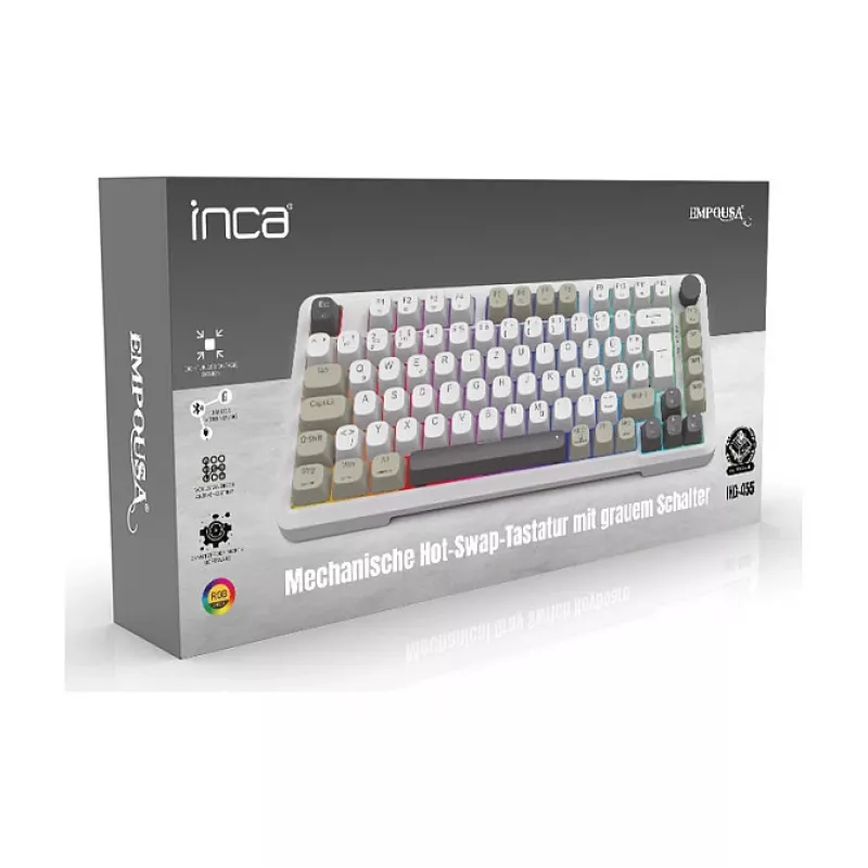 INCA herná klávesnica RGB GraySwitch USB-C/BT 2,00 m biela (IKG-455)