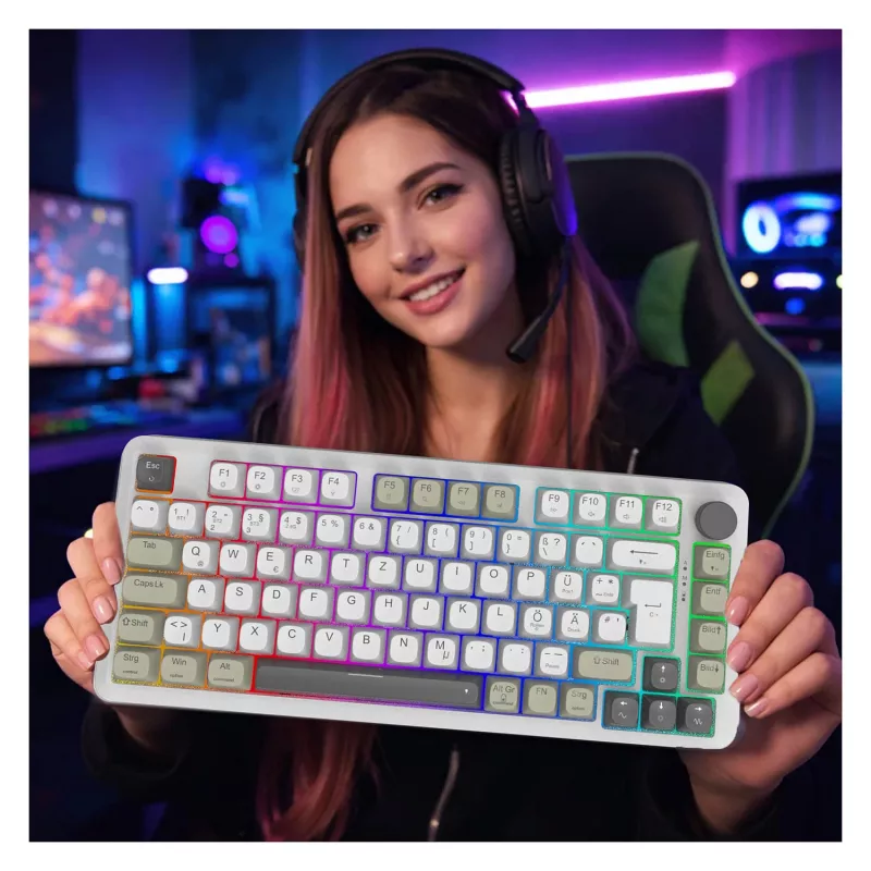 INCA herná klávesnica RGB GraySwitch USB-C/BT 2,00 m biela (IKG-455)