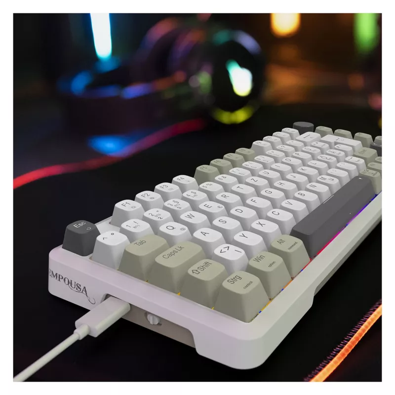 INCA herná klávesnica RGB GraySwitch USB-C/BT 2,00 m biela (IKG-455)