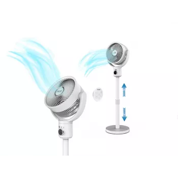 INCA IAF-01B stojanový ventilátor s batériou, BLDC motor, 5 rýchlostí, LED displej, biela
