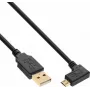 InLine Micro-USB 2.0 kábel, USB-A konektor samec na Micro-B konektor samec zahnutý, pozlátené kontakty, 0,5 m