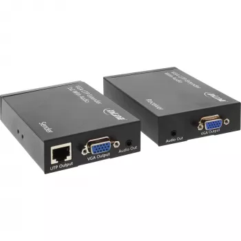 InLine VGA extender cez UTP so zvukom, až do 300m, 1920 x 1200 pixelov, AV vysielač a prijímač, 300 m