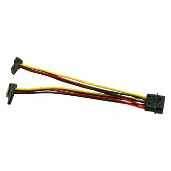 Inter-Tech Molex na 2x SATA napájací 90° adaptér kábel, 0,15 m