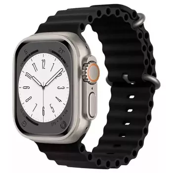 iWear S1 Grooved Soft Silicone 20 mm remienok pre Apple Watch 49 mm / 45 mm / 44 mm / 42 mm čierna