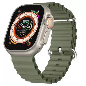 iWear S1 Grooved Soft Silicone 20 mm remienok pre Apple Watch 49 mm / 45 mm / 44 mm / 42 mm Khaki Green