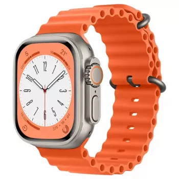 iWear S1 drážkovaný mäkký silikónový 20mm remienok pre Apple Watch 49mm / 45mm / 44mm / 42mm oranžový