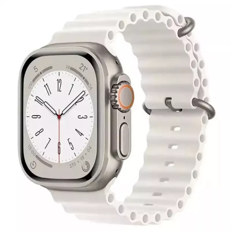 iWear S1 Grooved Soft Silicone 20mm remienok pre Apple Watch 49mm / 45mm / 44mm / 42mm biely