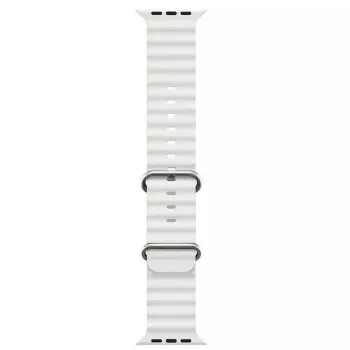 iWear S1 Grooved Soft Silicone 20mm remienok pre Apple Watch 49mm / 45mm / 44mm / 42mm biely