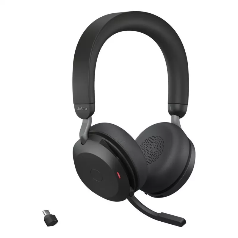 Jabra Evolve2 75 bezdrôtový Bluetooth headset s aktívnym potlačením hluku, certifikovaný pre Microsoft Teams, čierny