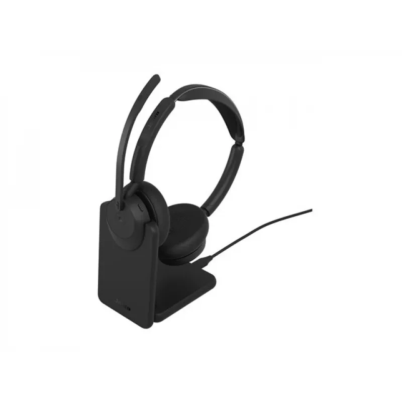 Jabra Evolve3 45 MS Stereo náhlavná súprava, Link 390c, nabíjací stojan, čierna