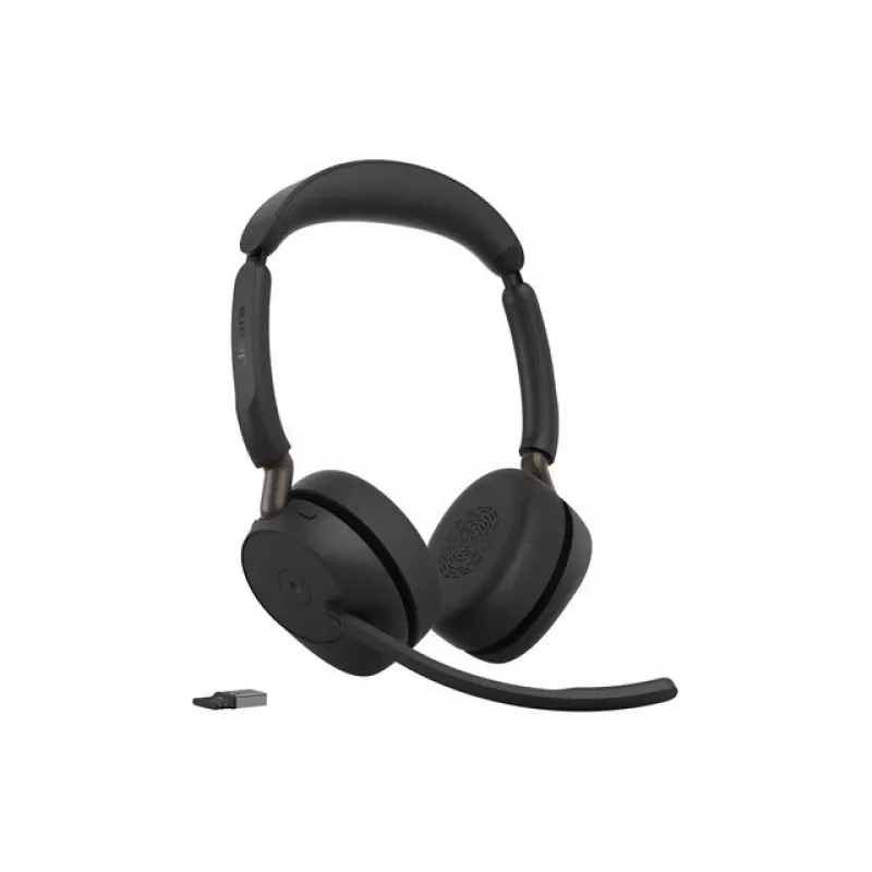 Jabra Evolve3 65 stereo bezdrôtový Bluetooth headset s Link 390a USB-A adaptérom a nabíjacou stanicou – certifikovaný pre Microsoft Teams, on-ear, mikrofón s potlačením hluku, 37 h batéria