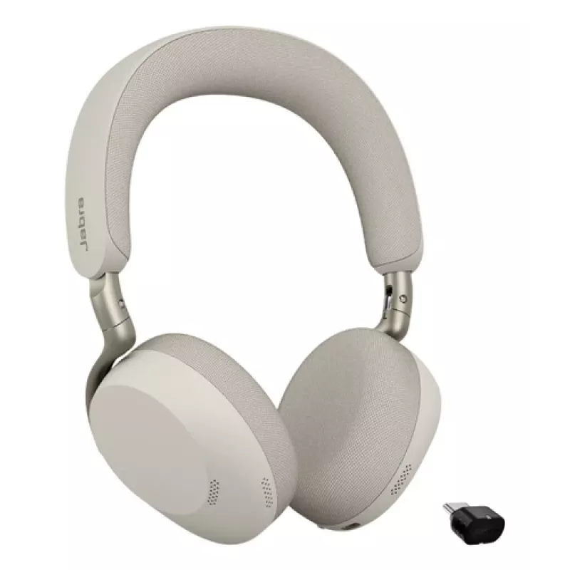 Jabra Evolve3 75 UC bezdrôtový On-Ear Bluetooth headset s potlačením hluku a adaptérom Link 390c (Warm Grey)