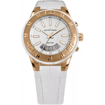 JACQUES LEMANS Liverpool unisex quartz hodinky 45 mm nehrdzavejúca oceľ čierny ciferník kožený remienok 1-1772F